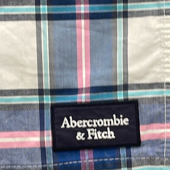 Mens Abercrombie & Fitch Fully Mesh Lined Pink, White & Blue Plaid Swim Trunks-L - Picture 5 of 8